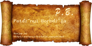 Petényi Borbála névjegykártya